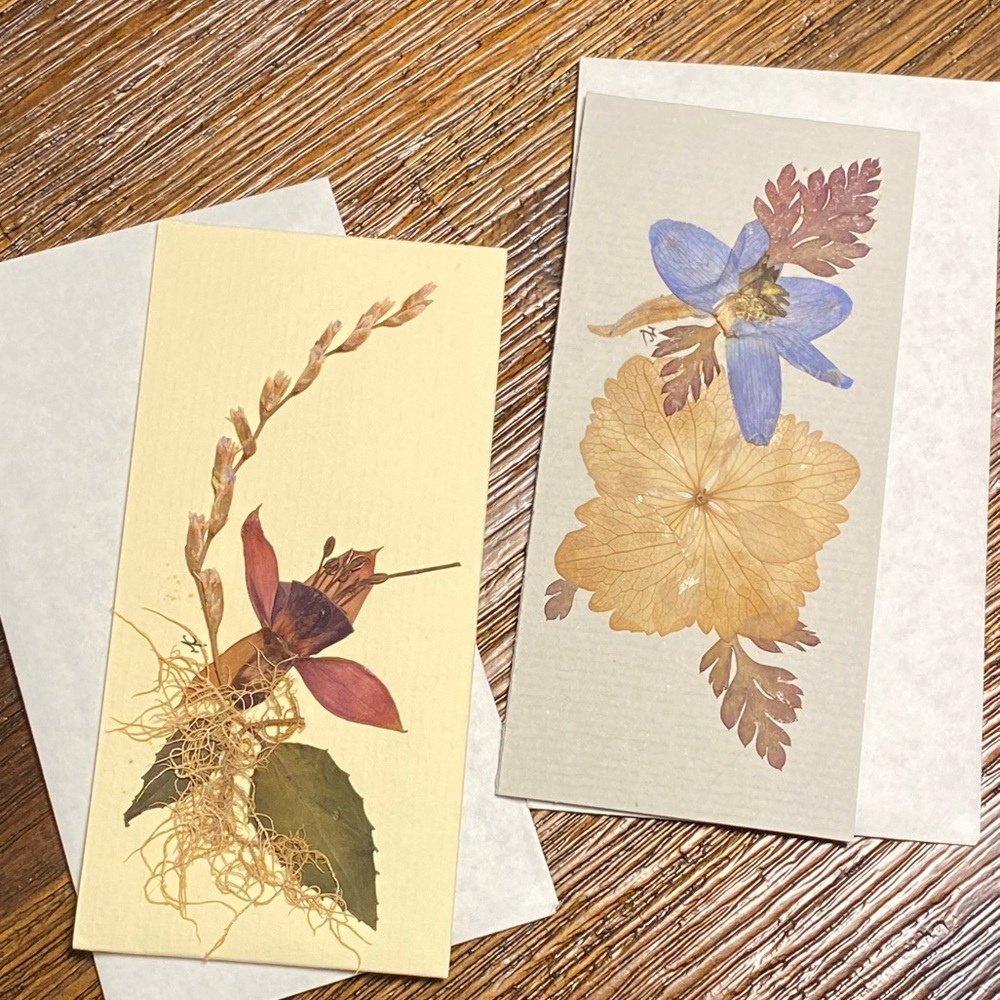 Vintage Handmade Pressed Flower Notecards with Envelopes from Donegal Ireland